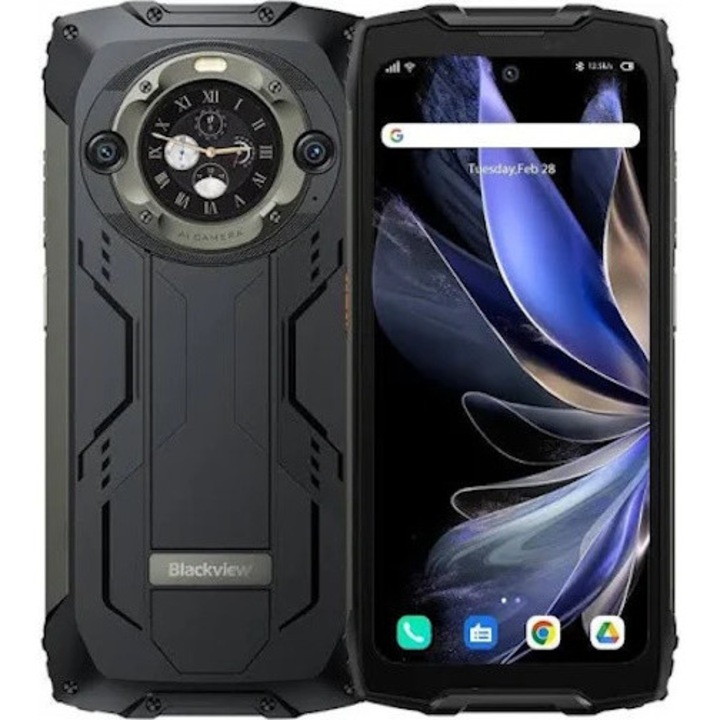 Blackview BV9300 Pro mobiltelefon, 4G, dupla képernyő, 6.7"+1.32" FHD+ 120Hz, 1080*2388, 24GB RAM (12GB + 12GB bővíthető), 256GB, 64MP+32MP, Android 13, Helio G99, NFC, 15080mAh, dupla SIM, fekete