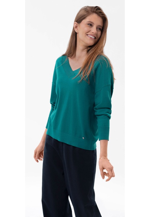 Pulover cu decolteu in V pentru femei Volcano S-Joy, Turcoaz, Turcoaz, XS