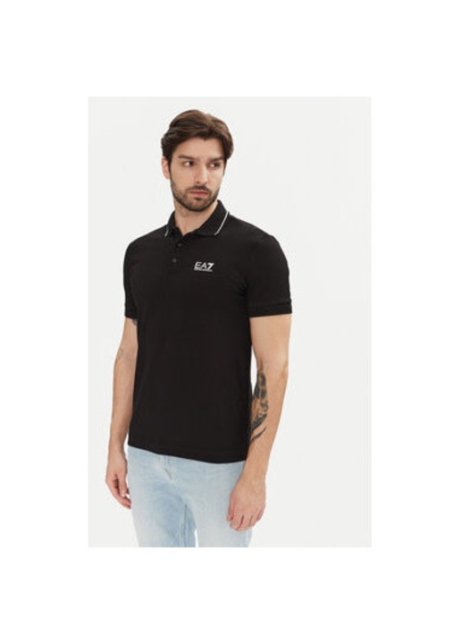 Ferfi poloing Ea7 Emporio Armani, 8NPF16 PJVUZ, Pamut, Fekete, Fekete, 2XL