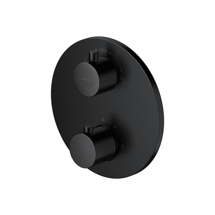 Cersanit termosztátos csaptelep, beépített, 2 fogyasztóhoz, fekete