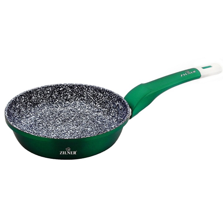 Kerámia-márvány serpenyő ZILNER EMERALD 20cm, zöld/szürke, PFOA-mentes, 220°C-ig hőálló