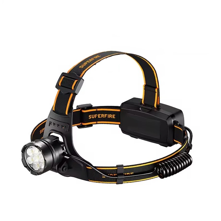 LED челник със сензор за движение, Superfire HL107, 1500lm, 5 режима, 2x 18650, USB-C зареждане, IP44, за къмпинг, риболов и ремонти