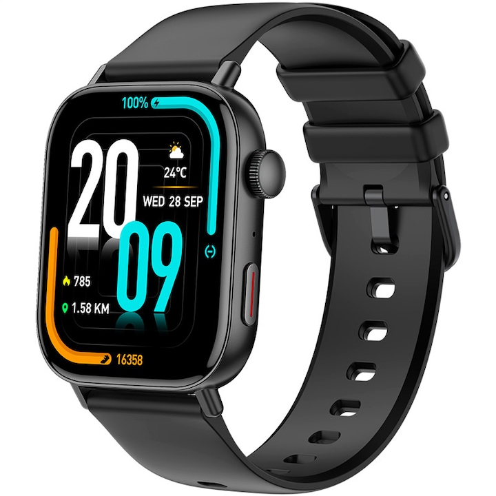 Ceas inteligent cu ecran tactil HD 1.96'', monitorizare sanatate, moduri sport, rezistent la apa, roz