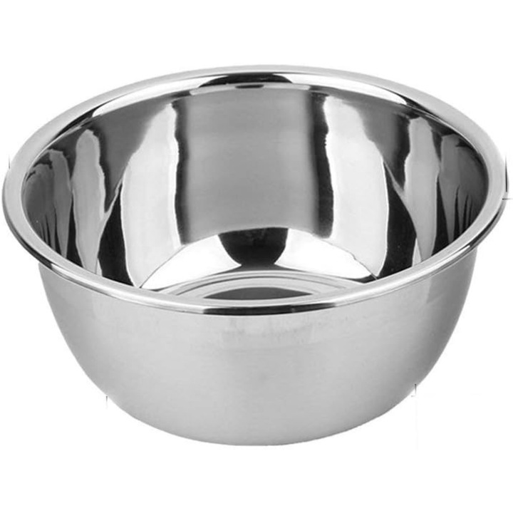Купа от неръждаема стомана 26 см, цвят стомана, тегло 290 г, издръжлива чиния от неръждаема стомана за кухня, салати, тесто или плодове