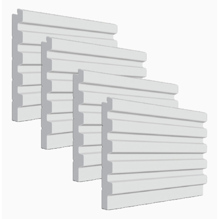 Set 4 panouri decorative, riflaj, polimer rigid, 290X12X 1.2cm, FDE102, alb