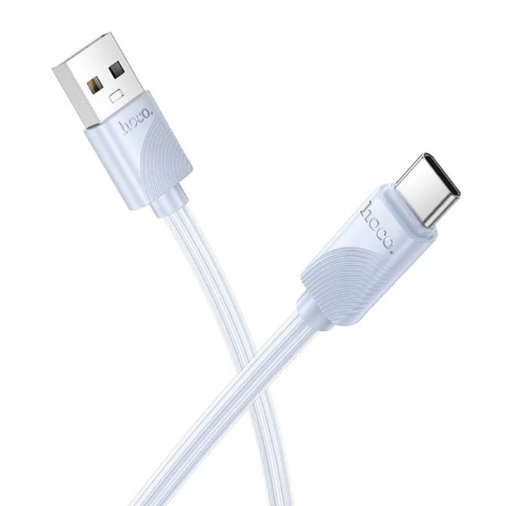 Кабел за данни Hoco X114, USB към Type-C, съвместим с iPhone 15/16 и Android, бързо зареждане 3A, син