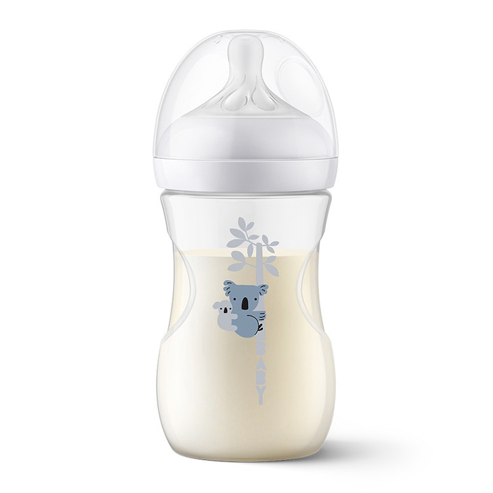AVENT Шише за естествен отговор 260 мл, 1 месец+, силикон, бавен анализ, Koala