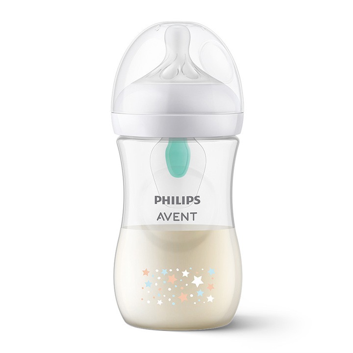 Шише Avent Natural Response 260 мл, AirFree клапан, 1+ месец, пластмасово, звезди