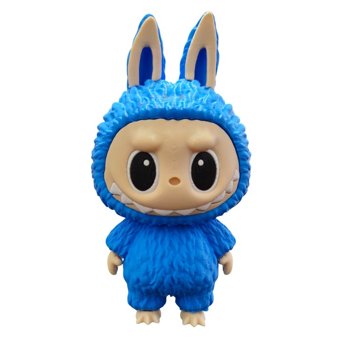 Jucarie, Papusa Labubu Printata 3D, Albastru 13 cm