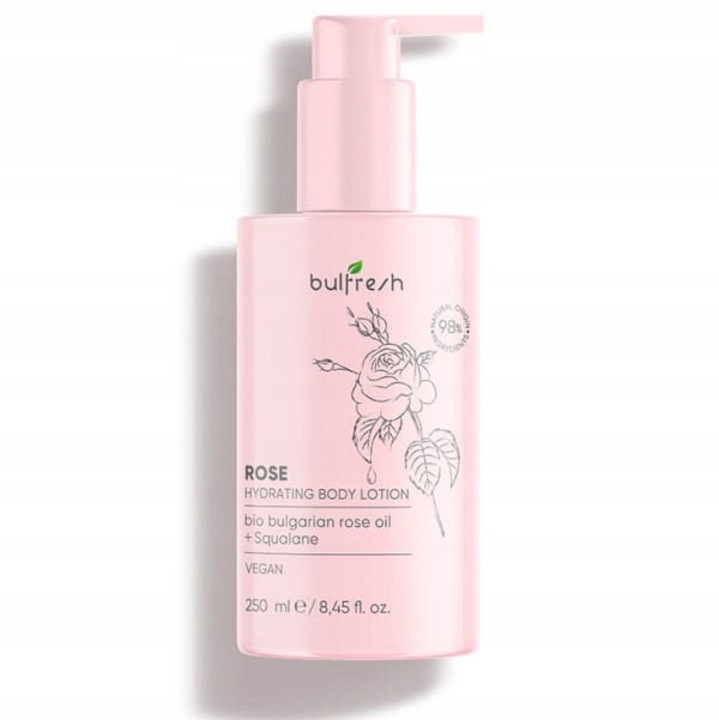 Rózsás testápoló balzsam, 250 ml, 98%-ban természetes összetevőkből, parabénmentes, vegán