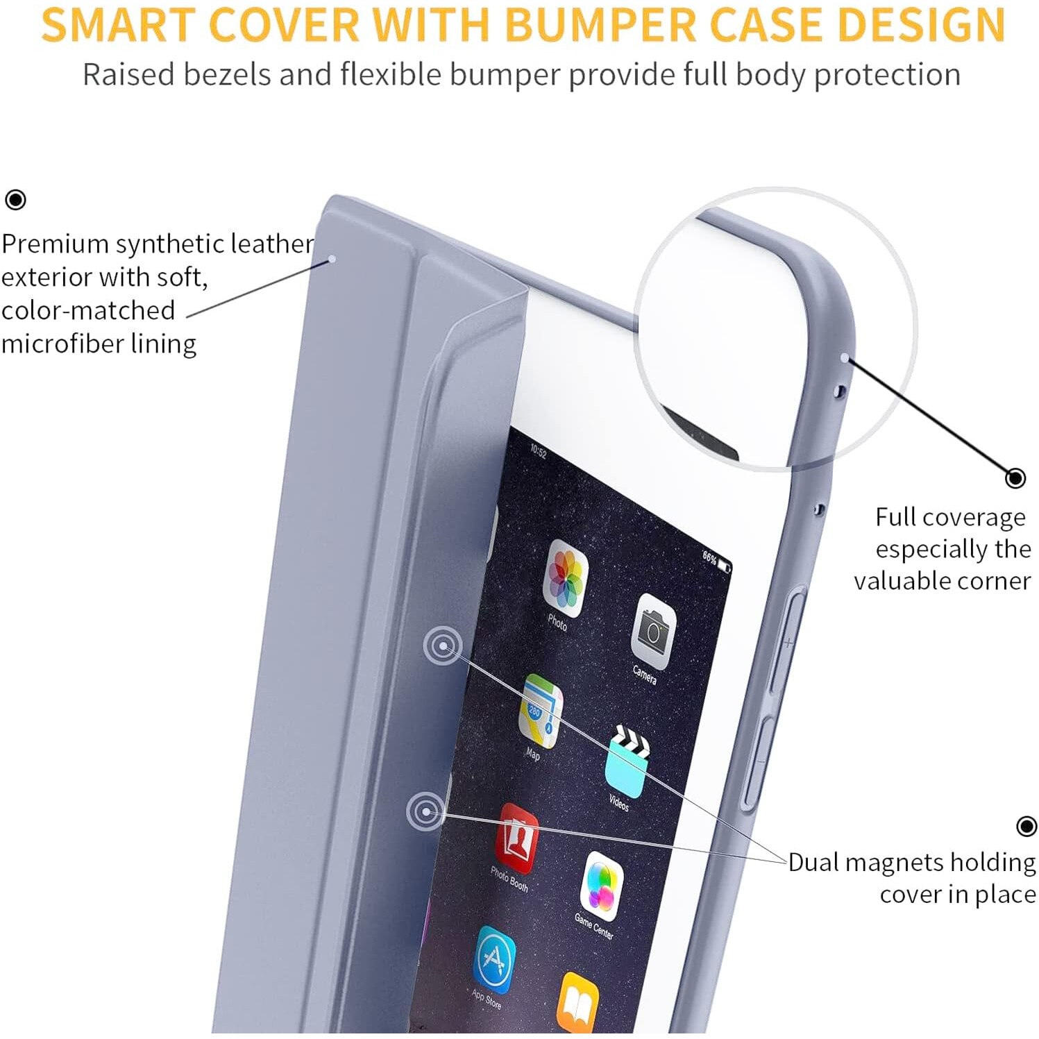 Husa Flip din Silicon, Apple iPad Pro 11, Air 4/5, Air 11, Protectie tip Carte, Suport vizionare, Albastru Lavanda