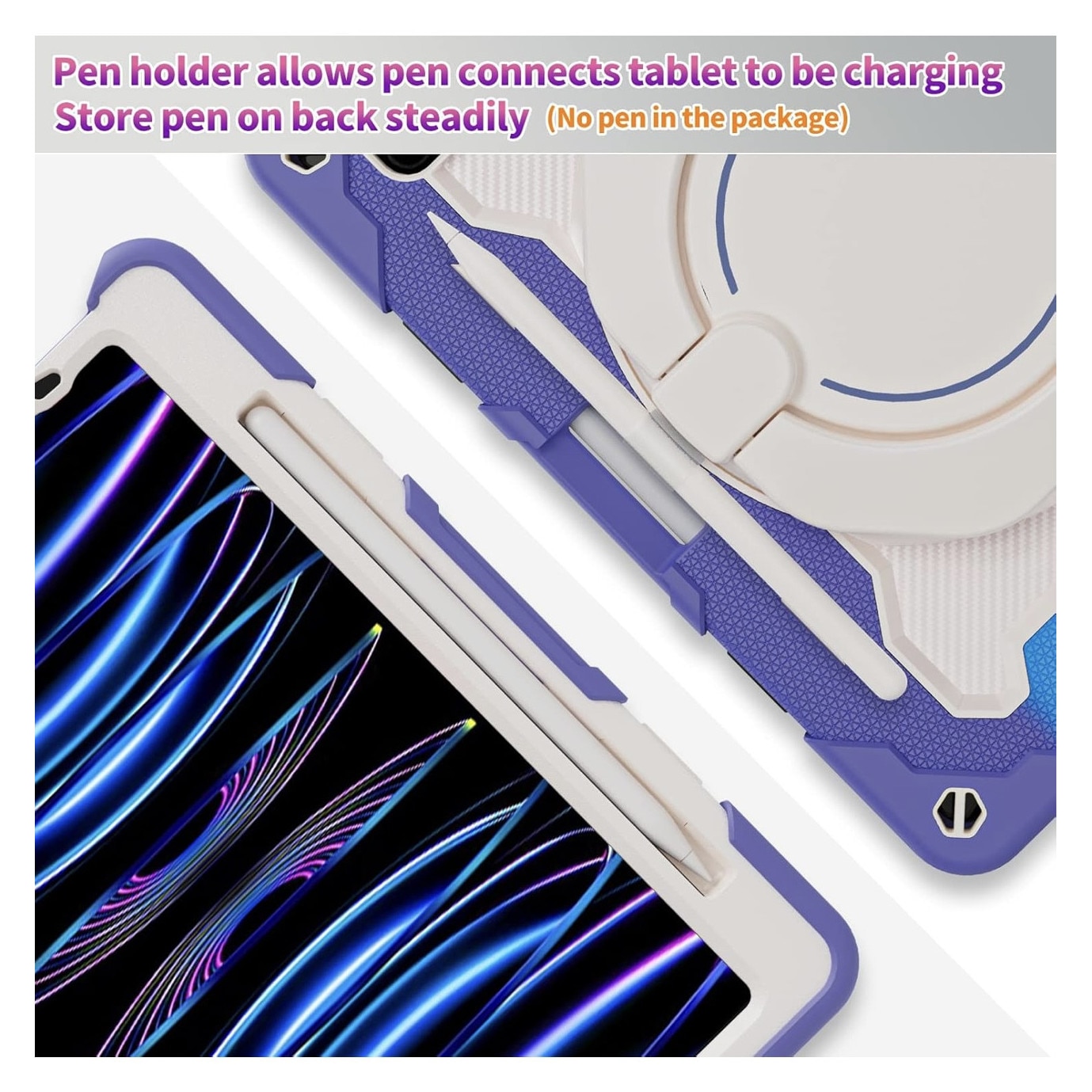 Husa de protectie pentru iPad Pro 12.9 inch (2022/2021/2020/2018) – Antishock, Suport 360°, Curea de umar, Multicolor