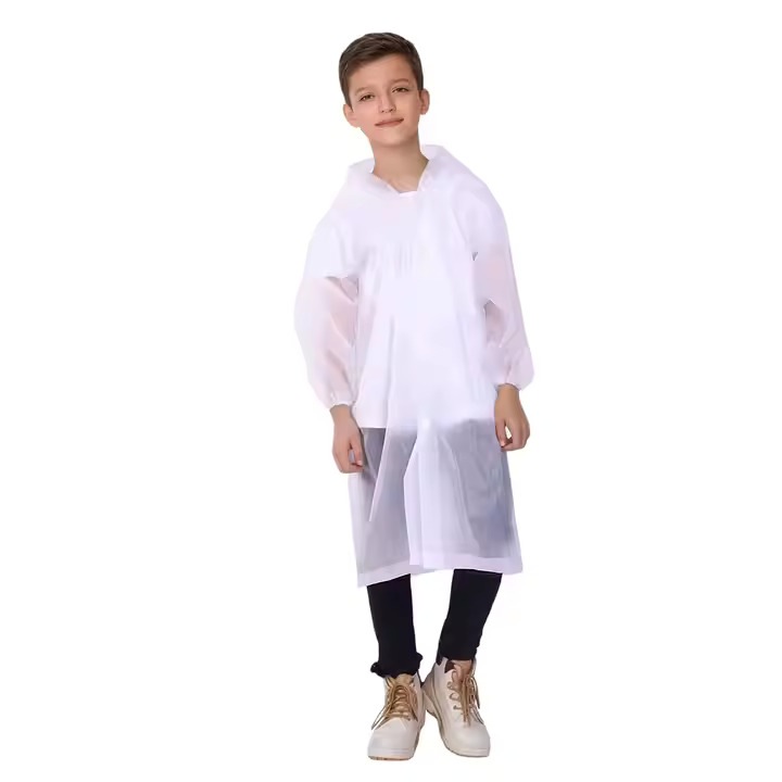 Pelerina de Ploaie Unisex pentru Copii, din EVA, Alb, 100 CM/145 CM