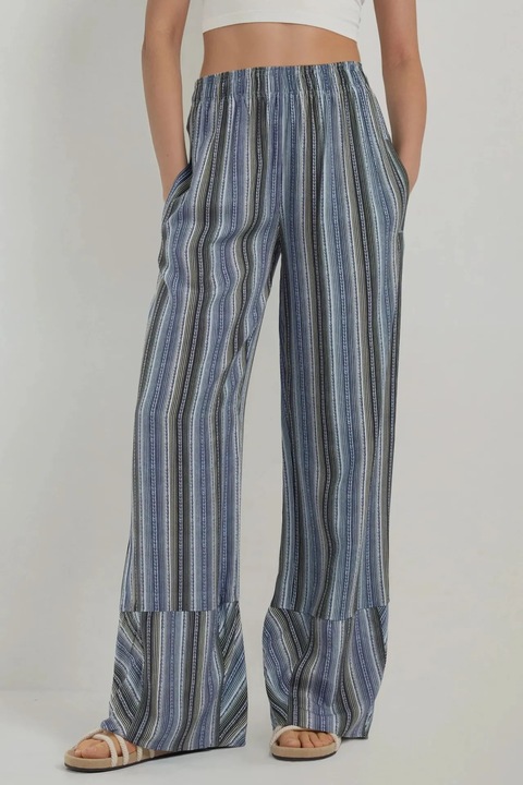 Hiccup női bő szárú nadrág mintával, textil, kék