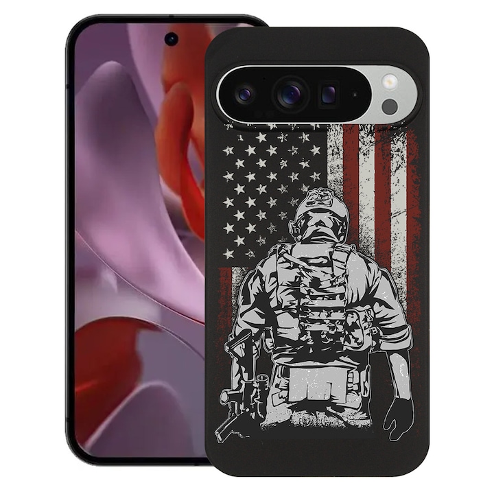 BestCase® Husa pentru Google Pixel 10 Pro XL cu Design American Soldier, TPU Mat Ultra Slim, 2052000 B 1832