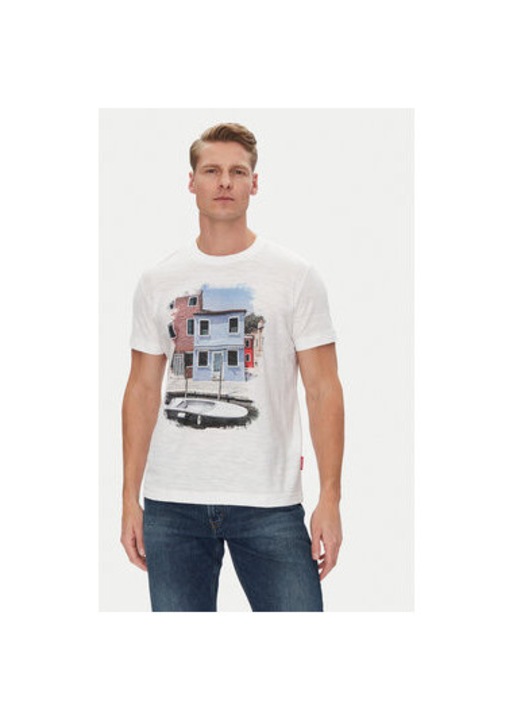Tricou barbati Joop Jeans, 10019403 30045721, Bumbac, Alb, Alb, 2XL