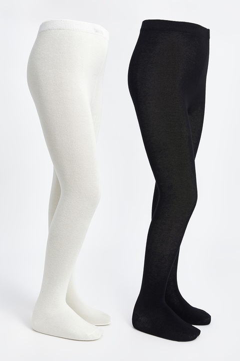 LC WAIKIKI, Set de dresuri cu model uni - 2 perechi, Alb/Negru, 28-29 EU