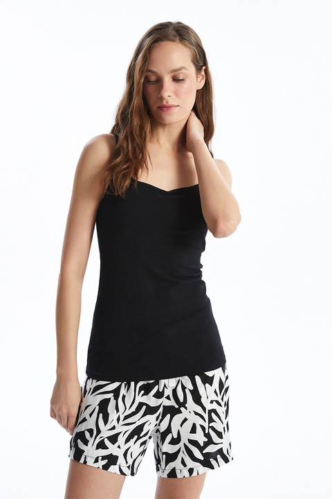 LC WAIKIKI, Top slim fit din amestec de bumbac, Negru