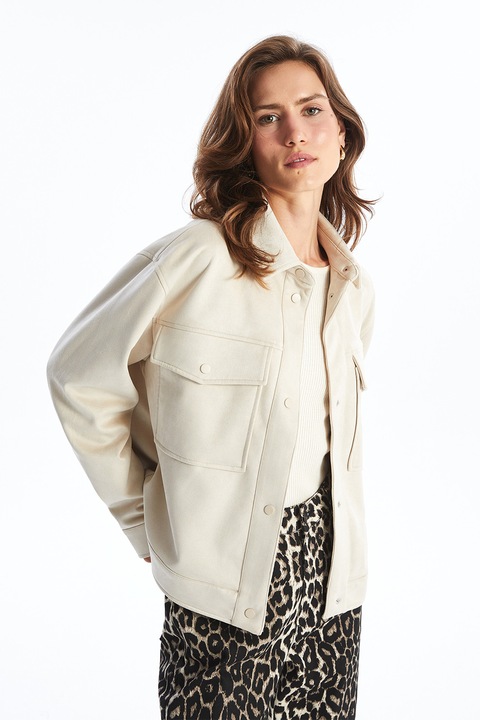 LC WAIKIKI, Jacheta cu guler ascutit, Crem, 2XS