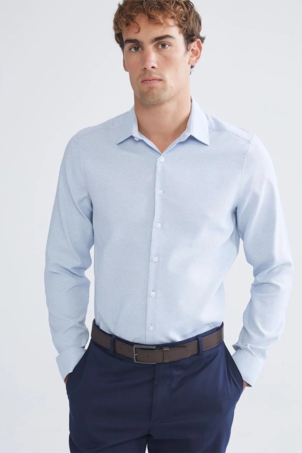 LC WAIKIKI, Camasa slim fit cu aspect texturat, Albastru ultramarin, 2XL