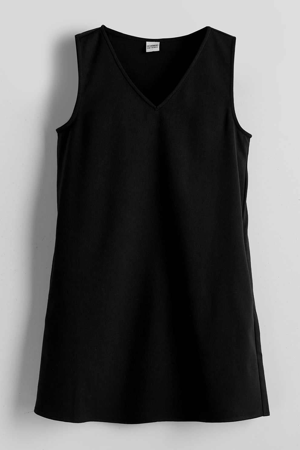 LC WAIKIKI, Rochie cu decolteu in V si model uni, Negru, 110-116 CM