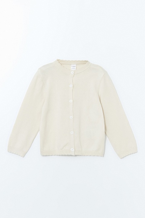 LC WAIKIKI, Cardigan cu nasturi si terminatii striate, Alb, 80-92 CM