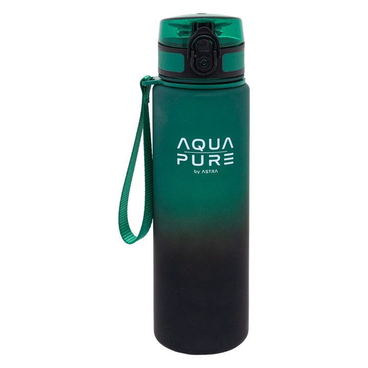 Aqua Pure 600 ml-es kulacs, zöld-fekete, biztonságos anyagból, sporttevékenységekhez