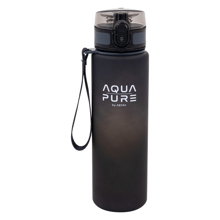 Aqua Pure 600 ml-es kulacs, szürke/fekete, biztonságos anyagból, ergonomikus kialakítás