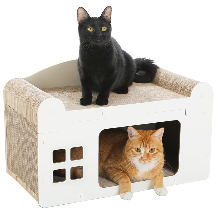 Cos pentru pisici, PAWZ Road, placă de zgariat, alb, 55x27, 5x35 cm
