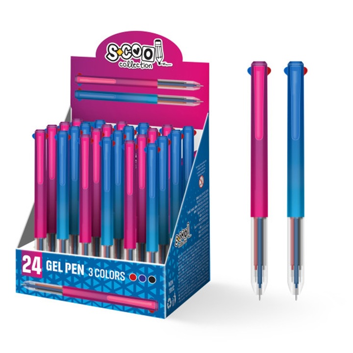 Pix cu gel, 3 culori cu mecanism