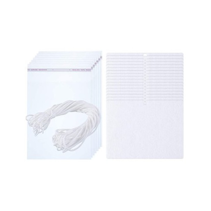 30 db-os szublimálható autós légfrissítő készlet, téglalap, fehér, filc, 10x7,5 cm