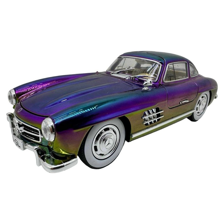 Mercedes 300 SL Gullwing 1/24 lila-pávaszem replika modell, pillangóajtókkal