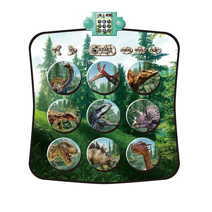 Covoras de dans pentru copii, LED, 3 niveluri, 8 moduri, verde, 100x88cm