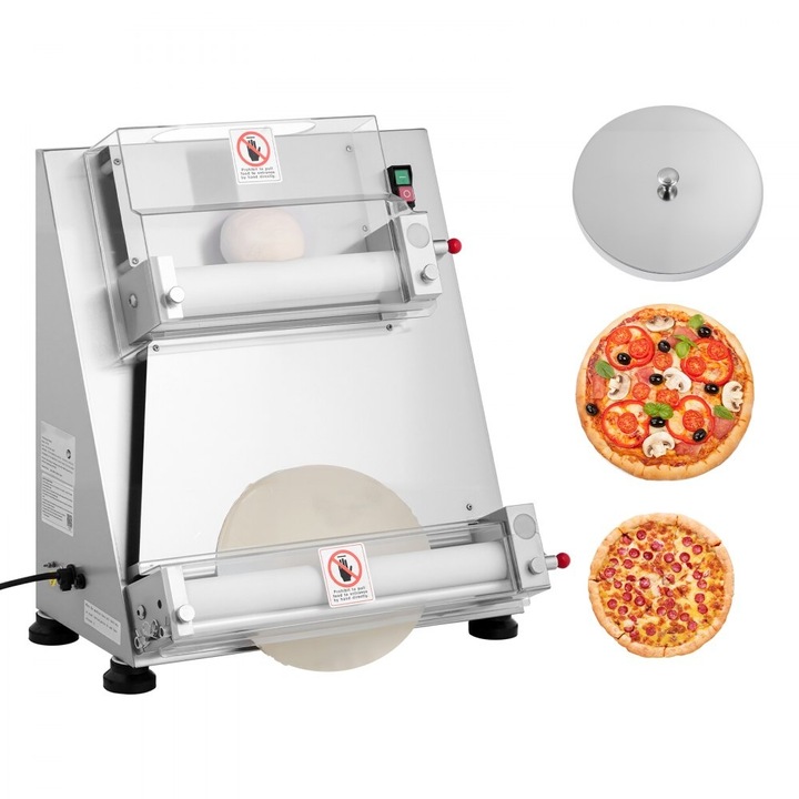 Pizzatészta nyújtó, 16 hüvelykes (40,64 cm) hengerrel, félautomata kereskedelmi prés, ideális pizzériákba