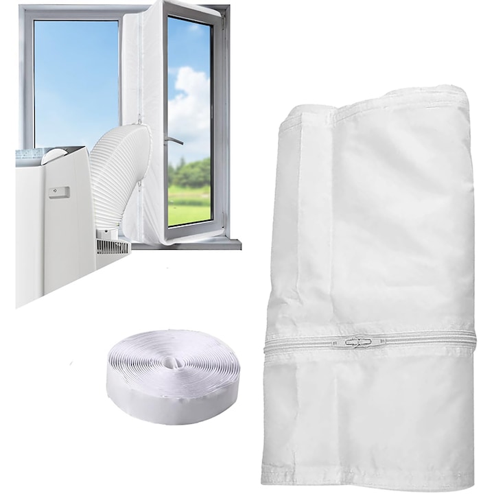 Ablaktömítés mobil klímaberendezéshez, Rqiurpn, 300cm, vízálló, UV-álló, fehér