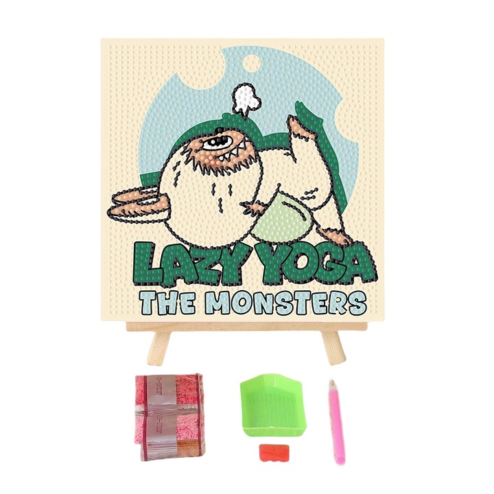 Pictura cu diamant include unelte, 20x20cm, Lazy Yoga, multicolor