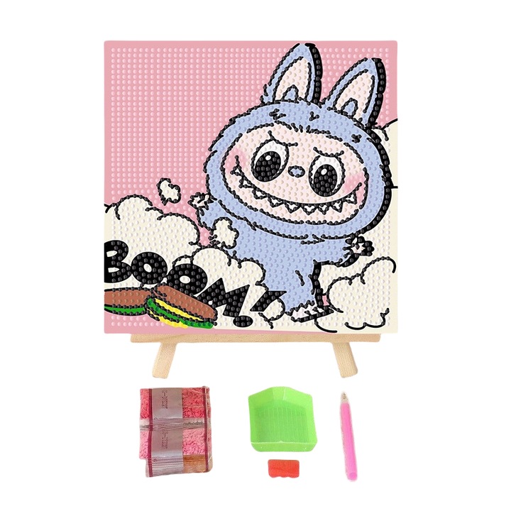 Set de Diamond Painting, 20x20cm, monstri jucarie, multicolor