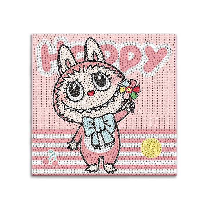 Set Diamond Painting 20x20cm, monstri zane, multicolor, include unelte