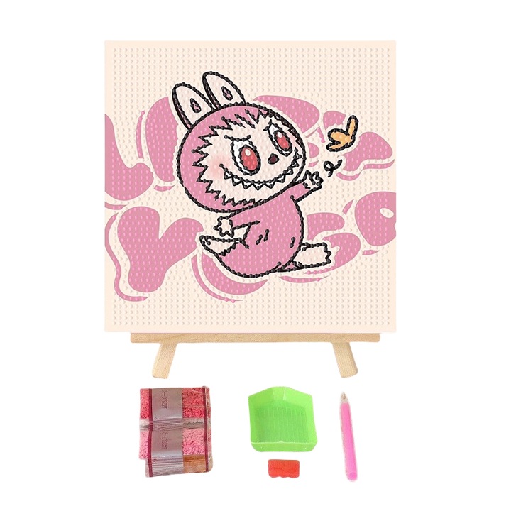 Set creativ pictura cu diamante 20x20cm, monstri elfi, multicolor