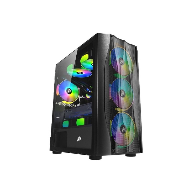 Asztali PC rendszer Intel Core i5-12400F akár 4,4 GHz-ig, 16 GB RAM DDR4, 1 TB NVME SSD, AMD Radeon RX 9060 XT 8 GB 128 bites videokártya, RGB torony kivitelű gamer ház