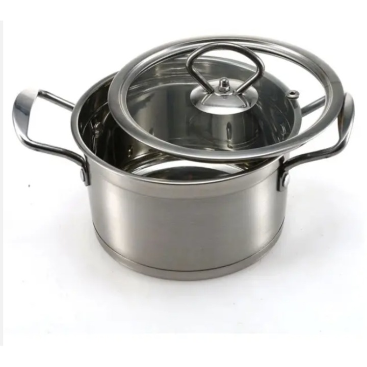 DMX rozsdamentes acél edény, hőálló üvegfedő, 20 cm, 3 liter, dupla rétegű alj, minden hőforrással kompatibilis