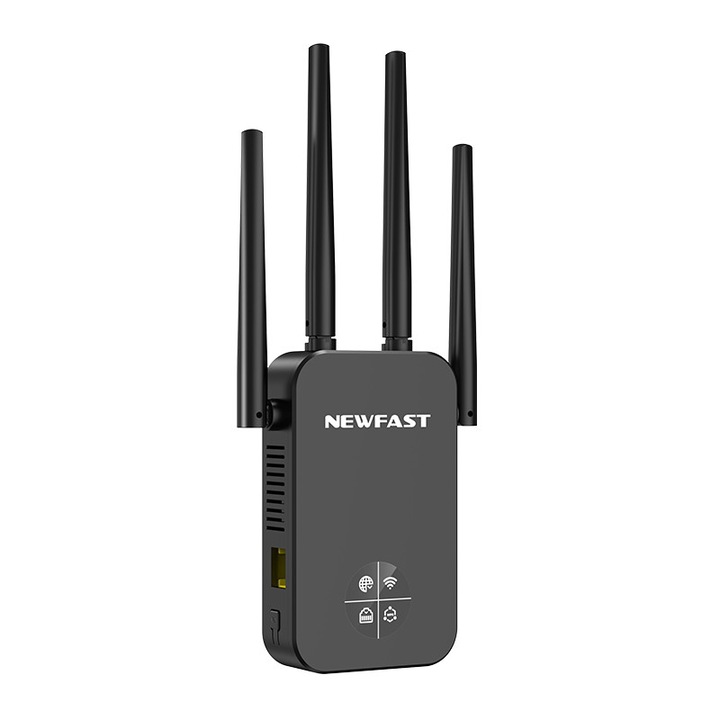 WiFi erősítő NEWFAST NF-RE523, 1200Mbps, Fekete, 5GHz, OLED kijelzővel