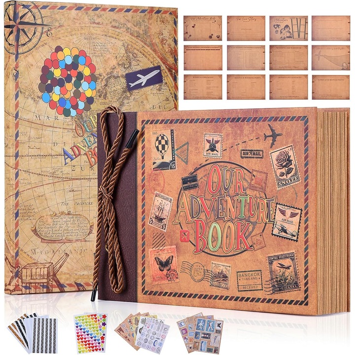 Албум за снимки "Adventure Book", WALALLA, 200 снимки, 10.24x7.09x0.39 инча, сватбена тема, включени аксесоари