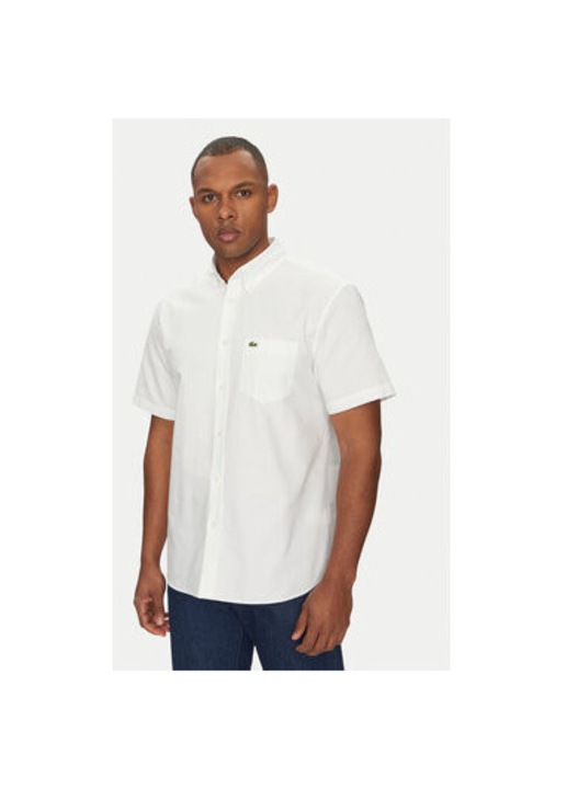 Camasa barbati Lacoste, CH1917, Bumbac organic, Alb, Alb