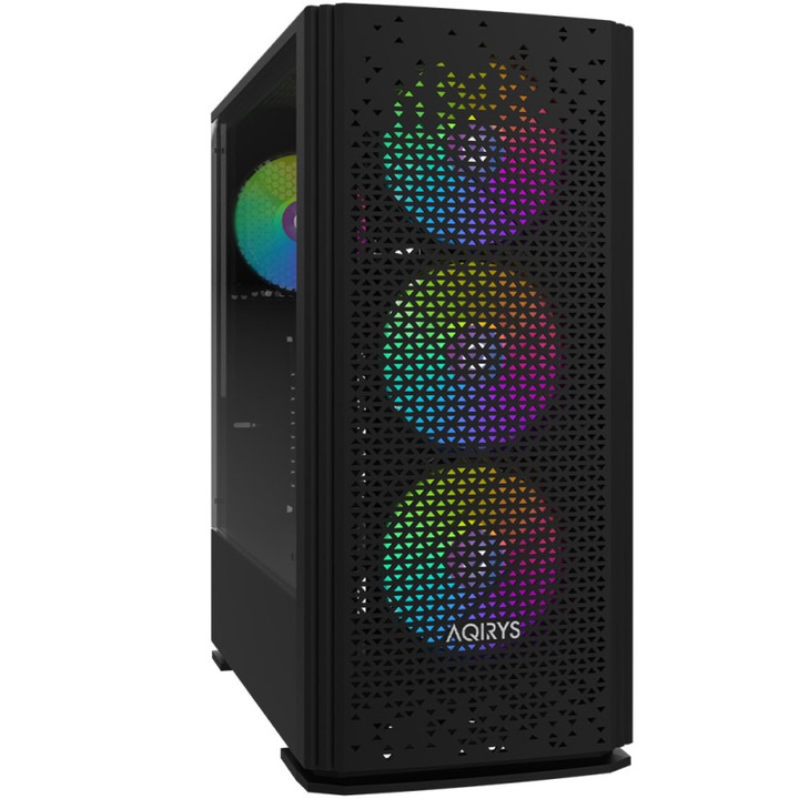 Sistem Desktop PC AMD Ryzen 5 4500 pana la 4.1 Ghz, 16 GB RAM DDR4, SSD 512 GB NVME, placa video gaming AMD Radeon RX 9060 XT 8 GB 128 bit, carcasa RGB tower gaming