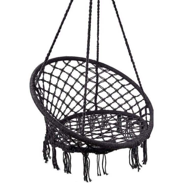 Leagan suspendat pentru curte sau gradina, diametru 80cm, Negru Vivendo