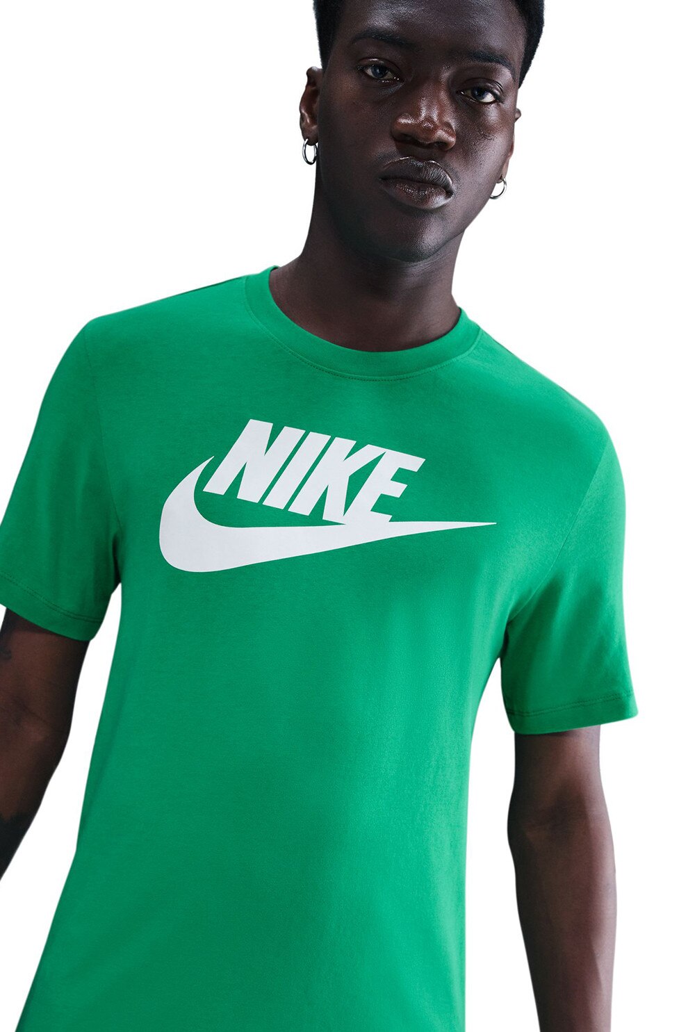 Nike, Tricou cu imprimeu logo Icon Futura, Alb, Verde aquamarin, M