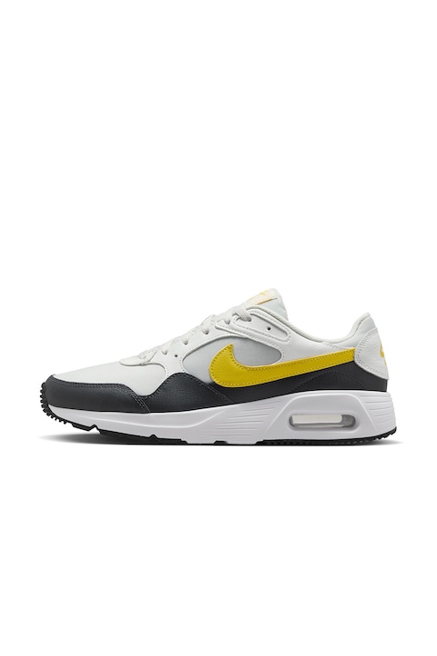 Nike, Спортни обувки Air Max с кожа, Черен/Шафраново жълто/Мръснобял