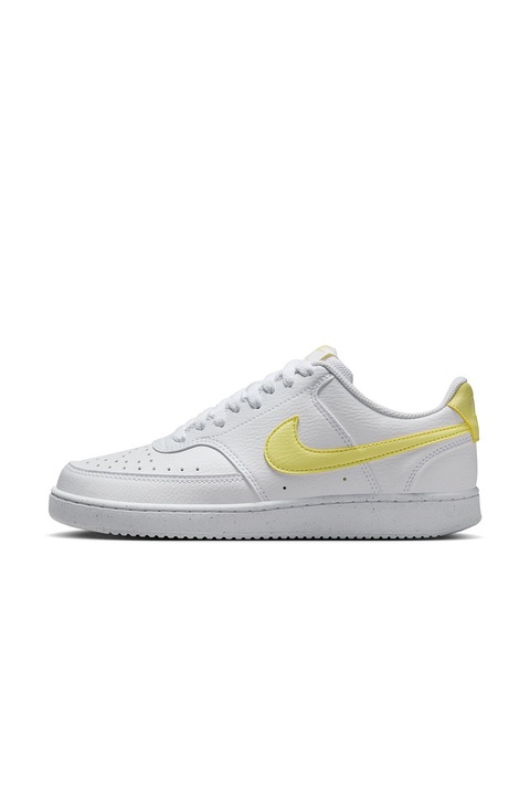 Nike, Court Vision Low Next Nature műbőr sneaker, Fehér/Szalmasárga
