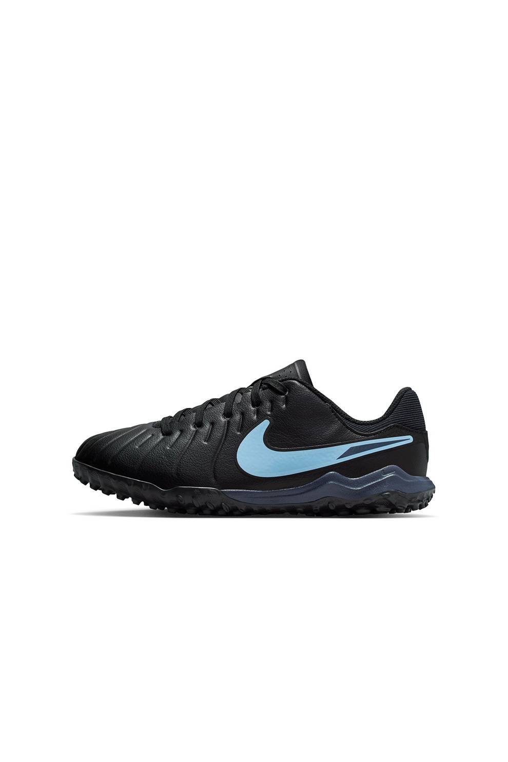 Nike, Pantofi Legend 10 Academy din piele ecologica pentru fotbal, Albastru pastel, Negru, 36 EU